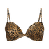 Usztywniany top bikini z fiszbinami Leopard, Brązowy