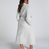 Long Fleece Bathrobe, Szary