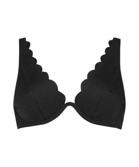 Biustonosz bikini z fiszbinami bez wyści&oacute;łki Scallop, Czarny