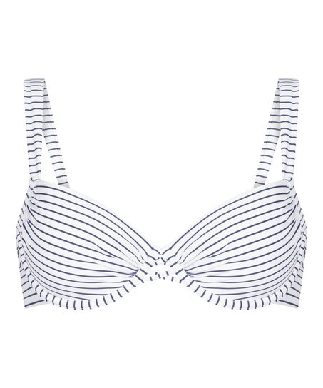 Biustonosz Bikini z Fiszbinami i Wkładkami Stripes, Biały