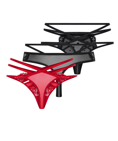 Stringi, zestaw 3 sztuk, Czerwony