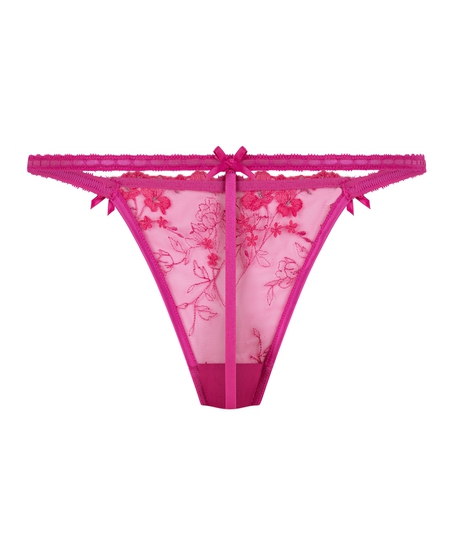 Stringi z wysokim wycięciem Peonie, R&oacute;żowy