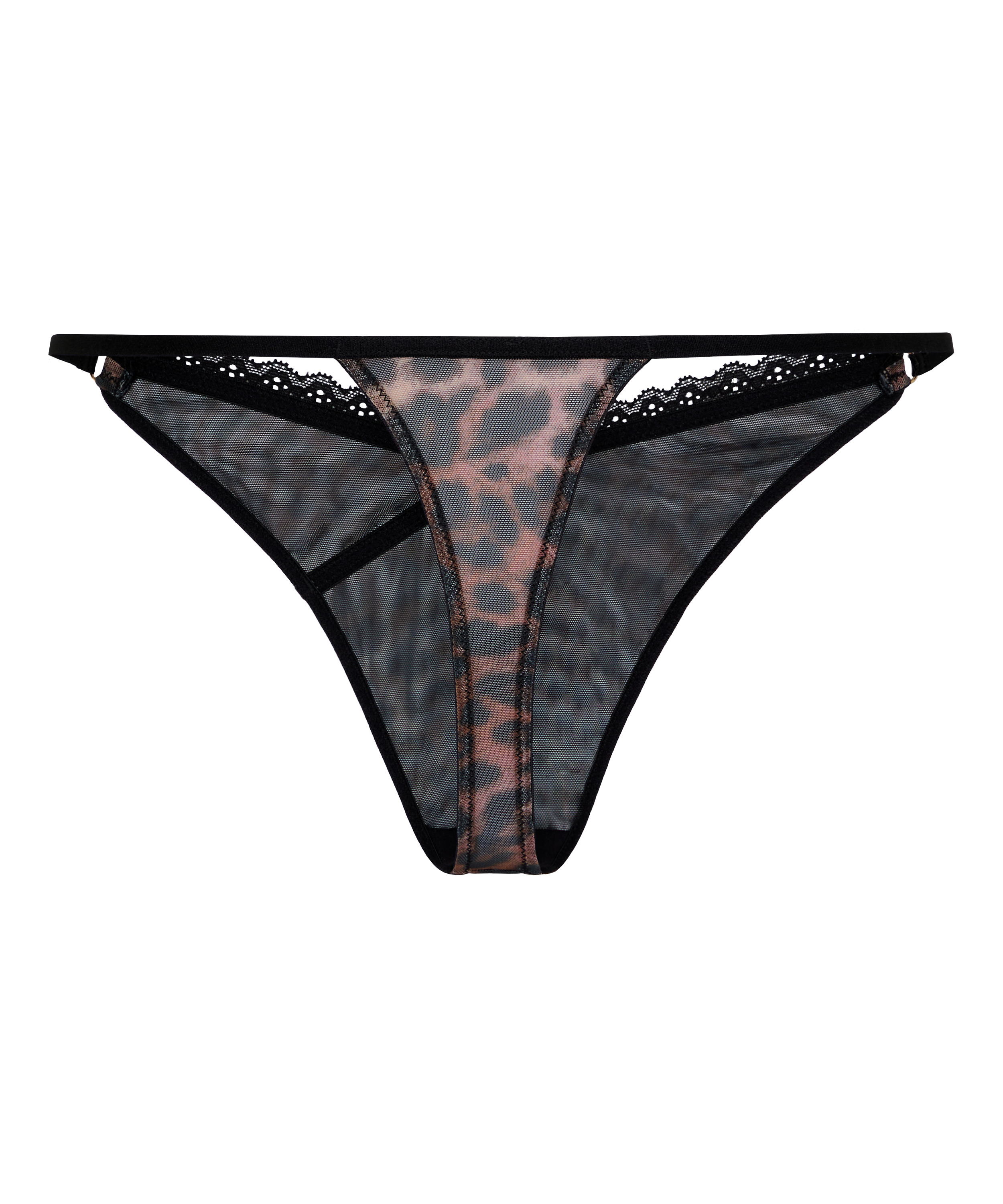 Stringi Highleg Ella z Panterkowym Wzorem, Brązowy, main