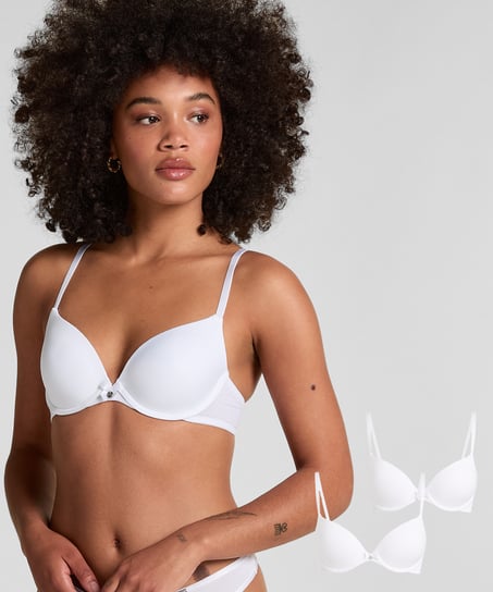 2 sztuki biustonoszy usztywnianych z fiszbinami, Biały