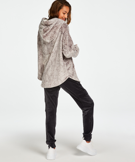 Flannel Fleece Top, Szary