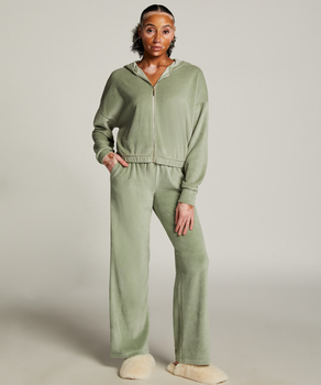 Welurowe spodnie od piżamy, Zielony