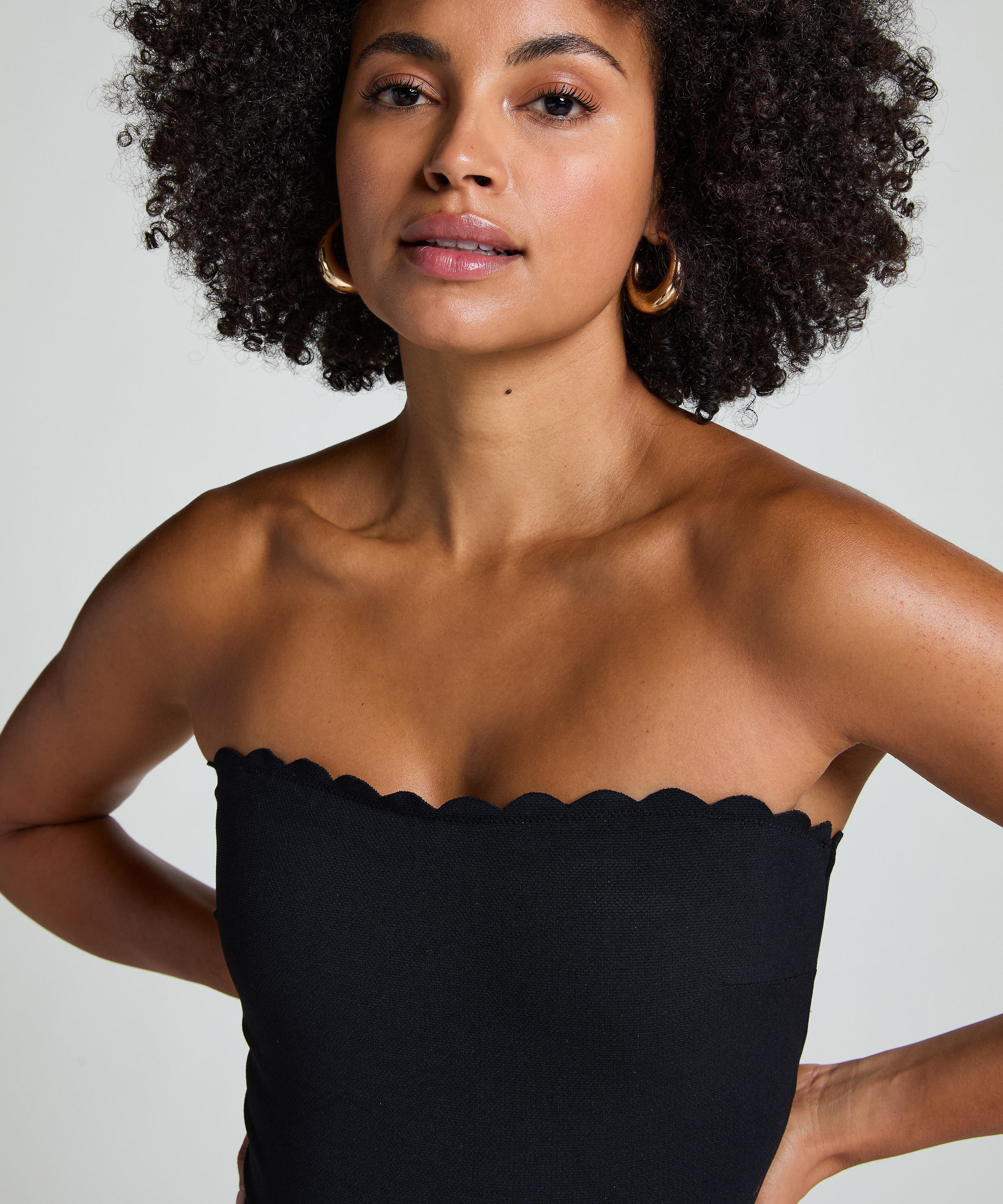 Kostium kąpielowy Bandeau Scallop, Czarny, main