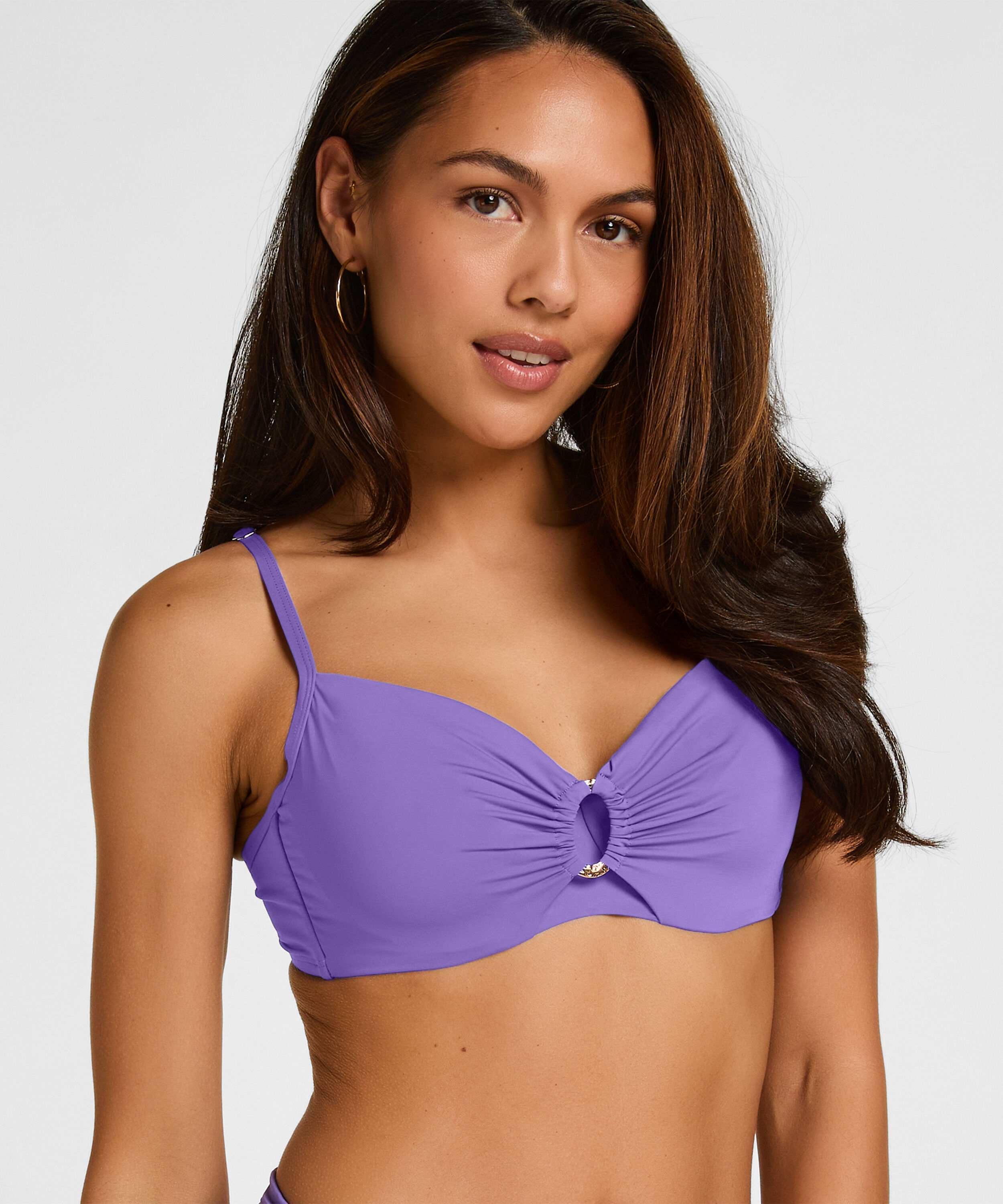 Nieusztywniona g&oacute;ra od bikini z fiszbinami Luxe, Fioletowy