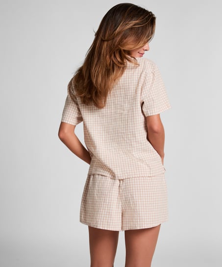 Bluza lniana w kratę, Biały