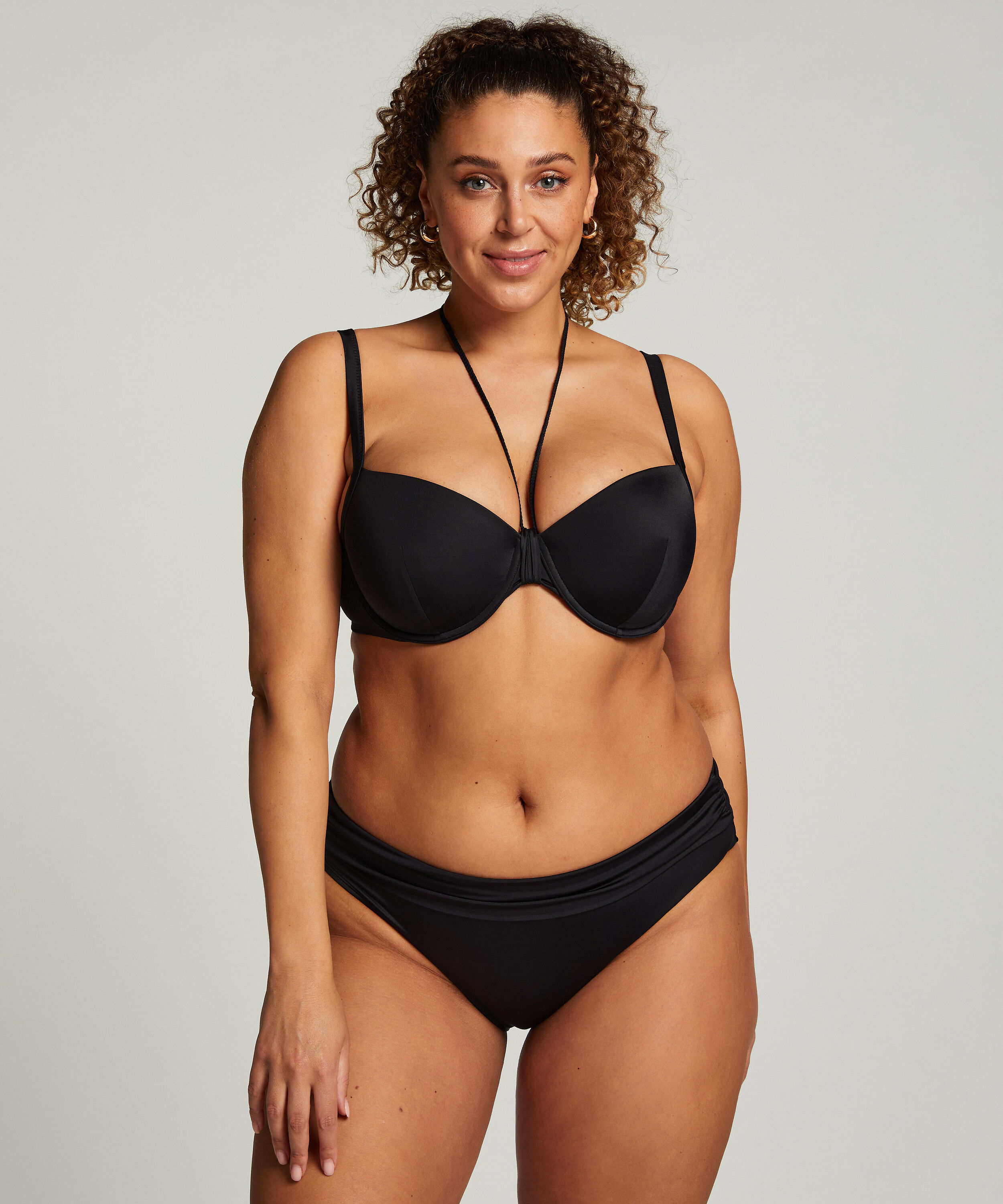 Figi bikini z wywijanym pasem Luxe, Czarny