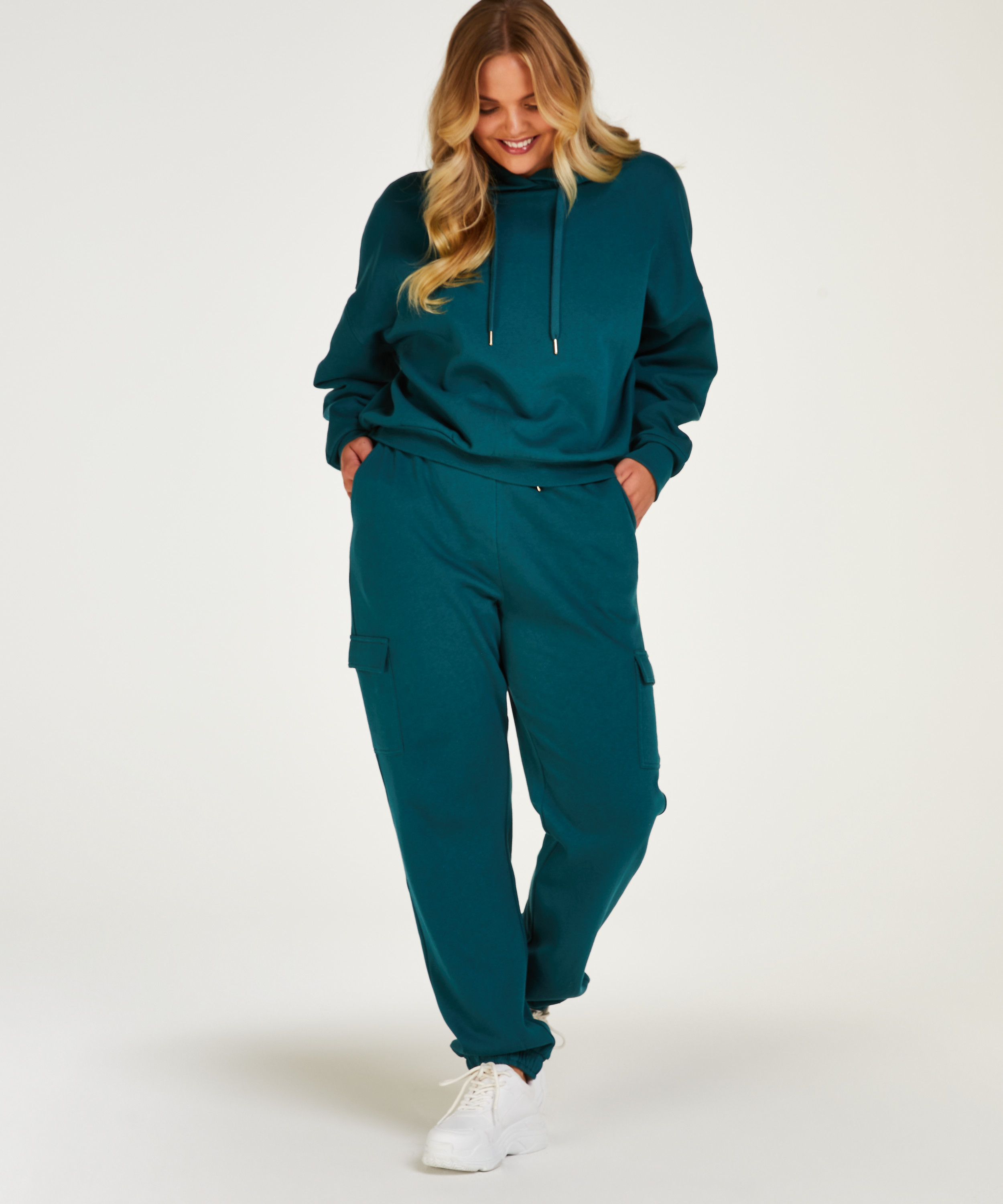 Bluza z kapturem i długim rękawem, Niebieski, main