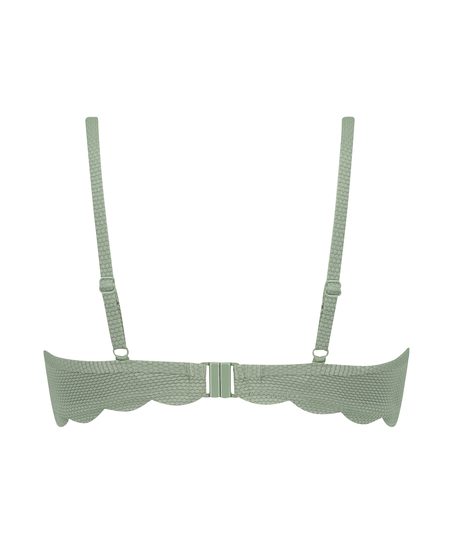 Usztywniany top bikini z fiszbinami Scallop, Zielony