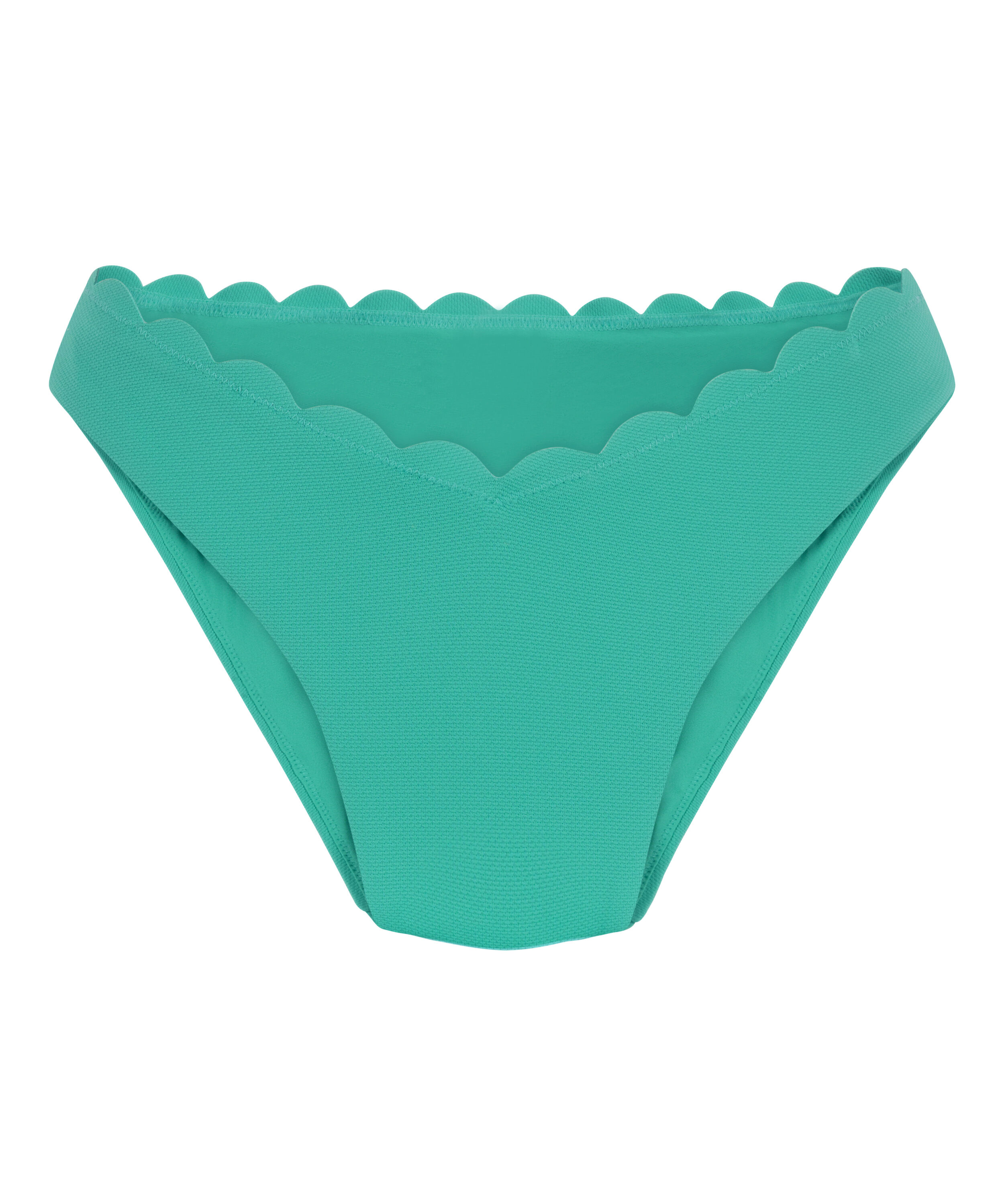 Majtki Bikini Wysoko Krojona Scallop, Zielony