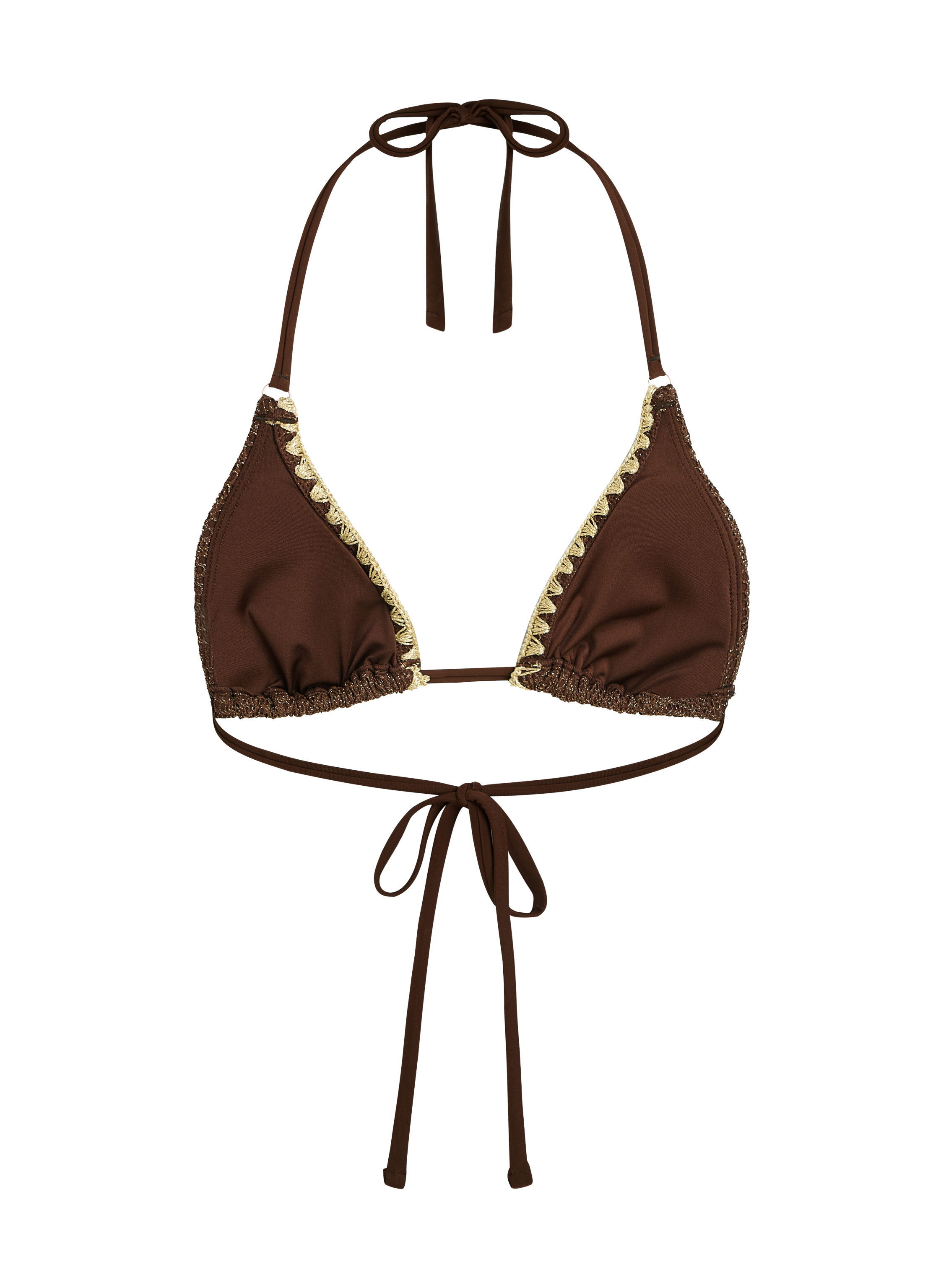 Tr&oacute;jkątna szydełkowa g&oacute;ra od bikini, Brązowy, main