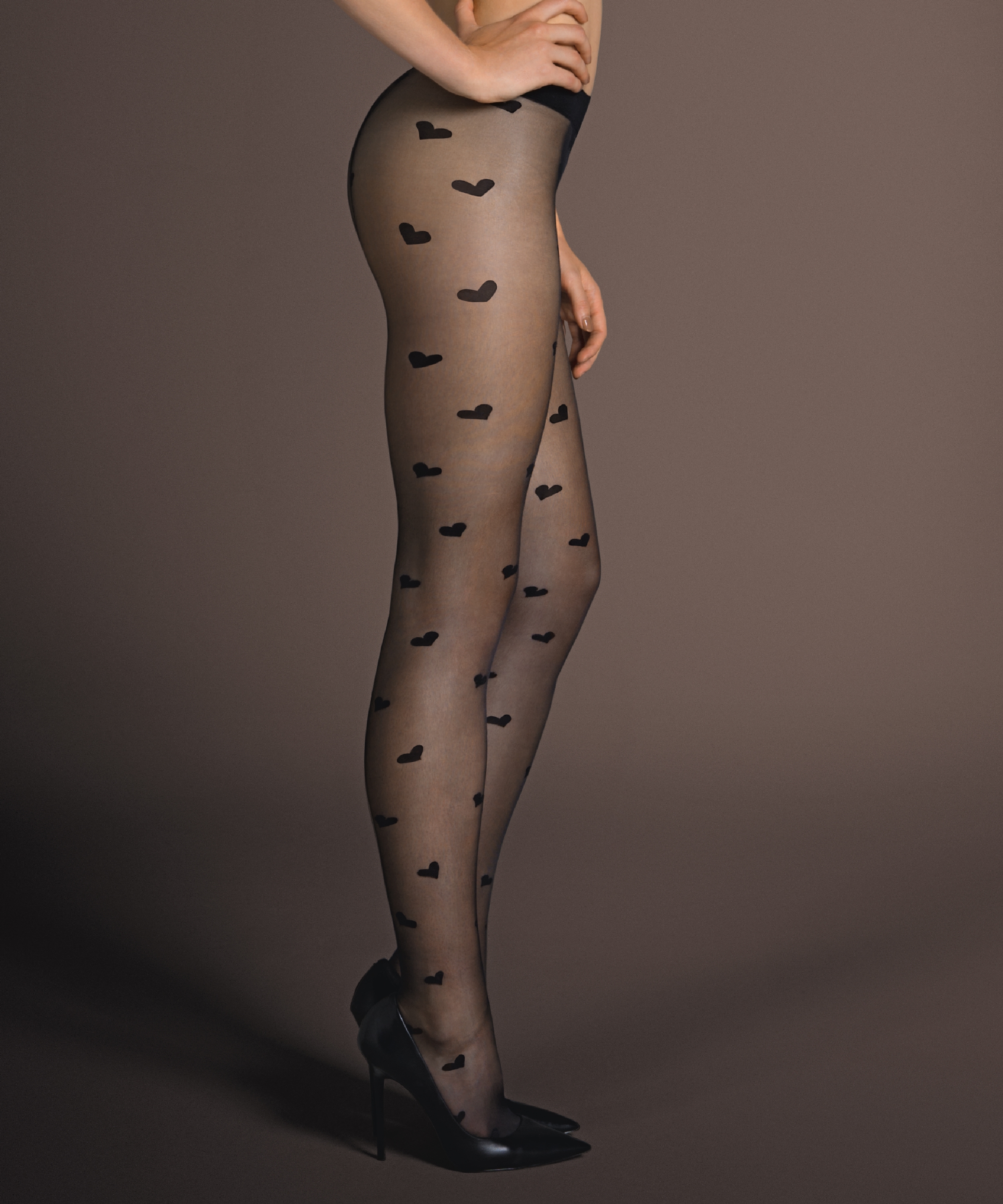Tights Hearts, Czarny, main