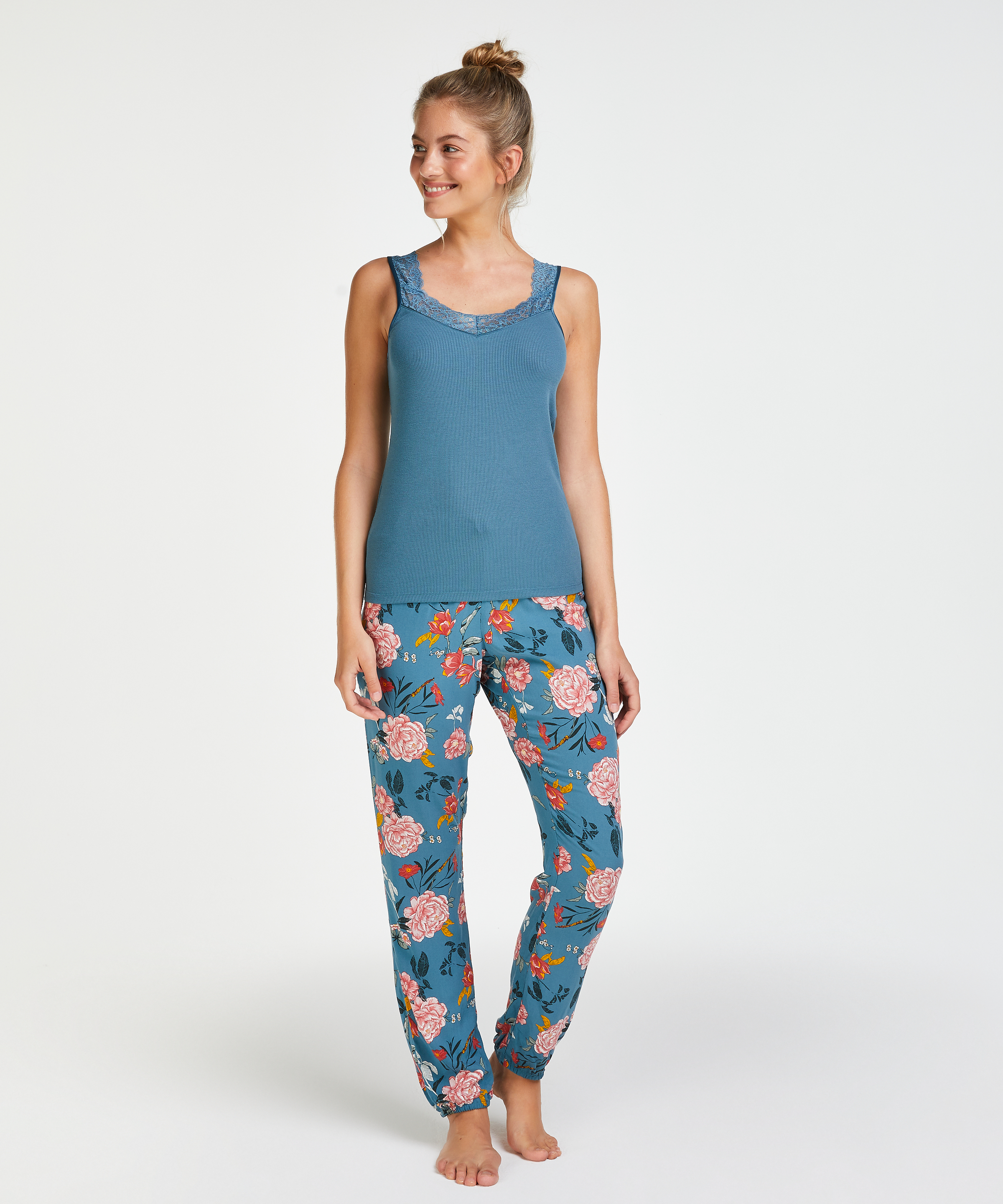 Podkoszulek prążkowany z koronką, Zielony, main