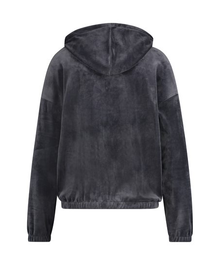 Velvet hoodie jacket, Szary