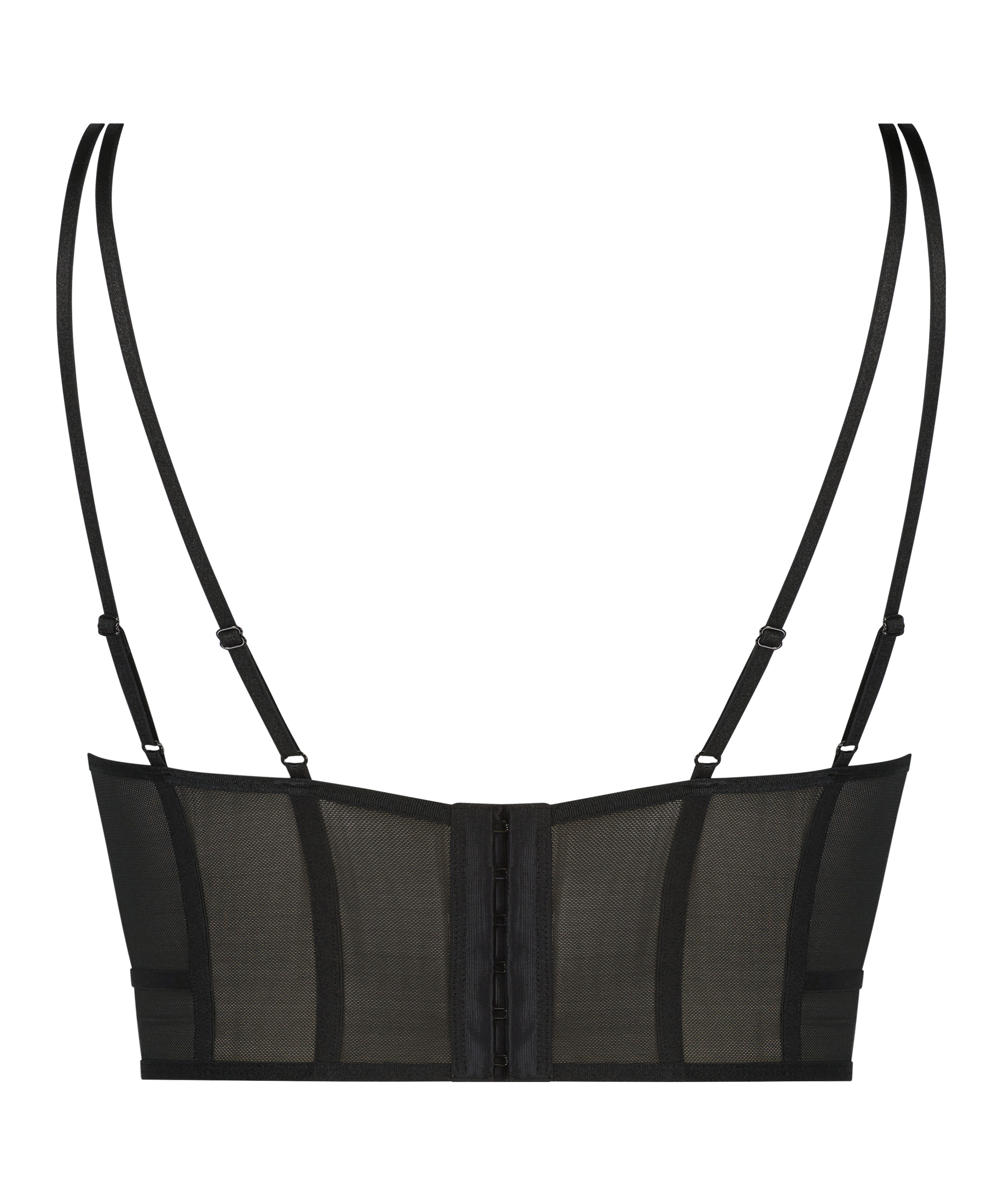 Nieusztywniany długi biustonosz z fiszbinami Boujee, Czarny, main