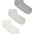 3-pak Bawełnianych Skarpetek Sneaker, Szary