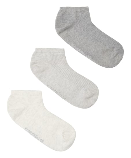 3-pak Bawełnianych Skarpetek Sneaker, Szary