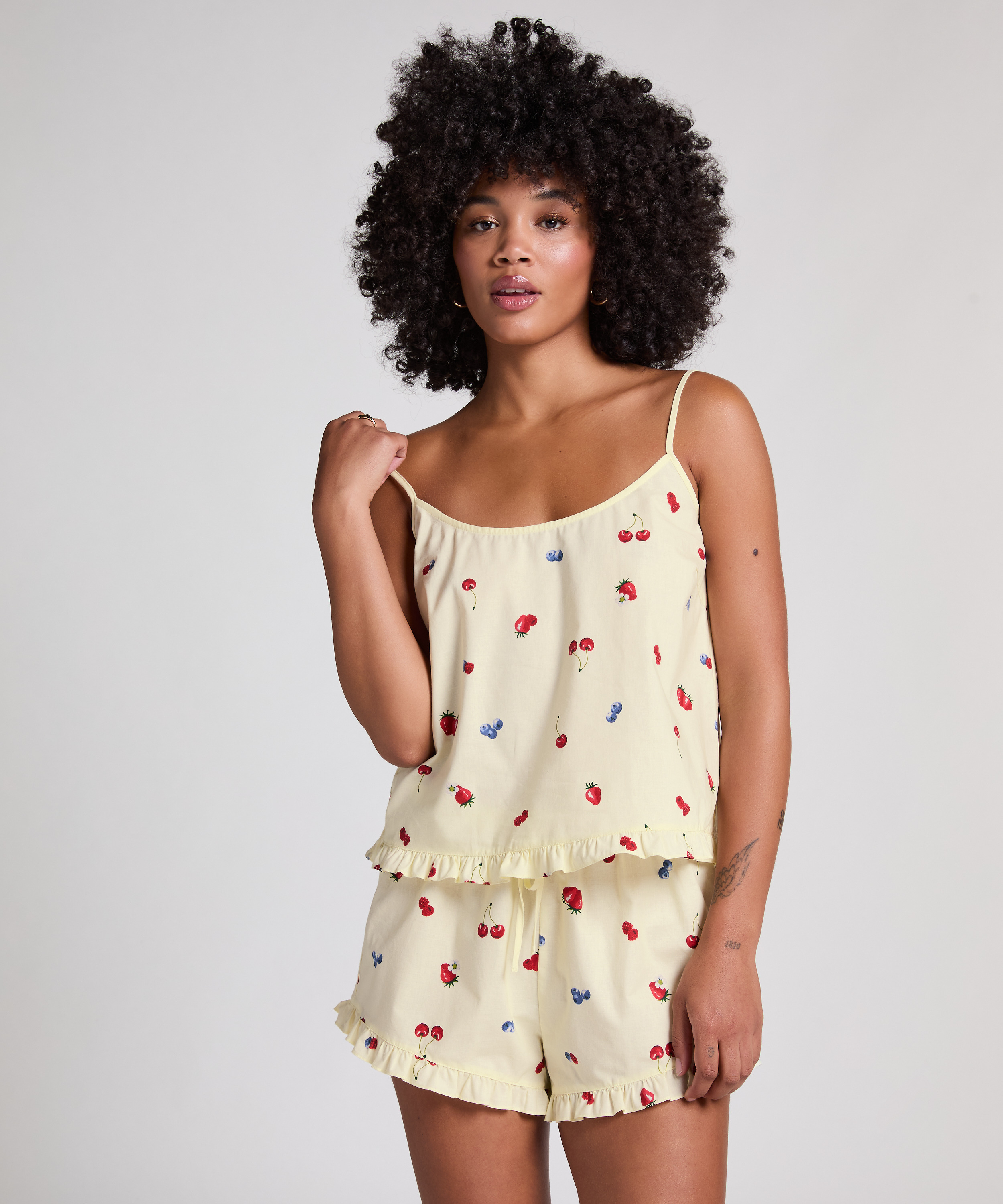 Tkany top na ramiączkach, Ż&oacute;łty, main