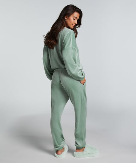 Welurowy top, Zielony