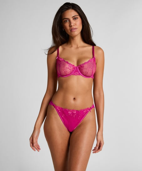 Nieusztywniany biustonosz z fiszbinami Peonie, R&oacute;żowy