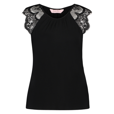 Jersey Lace Singlet, Czarny