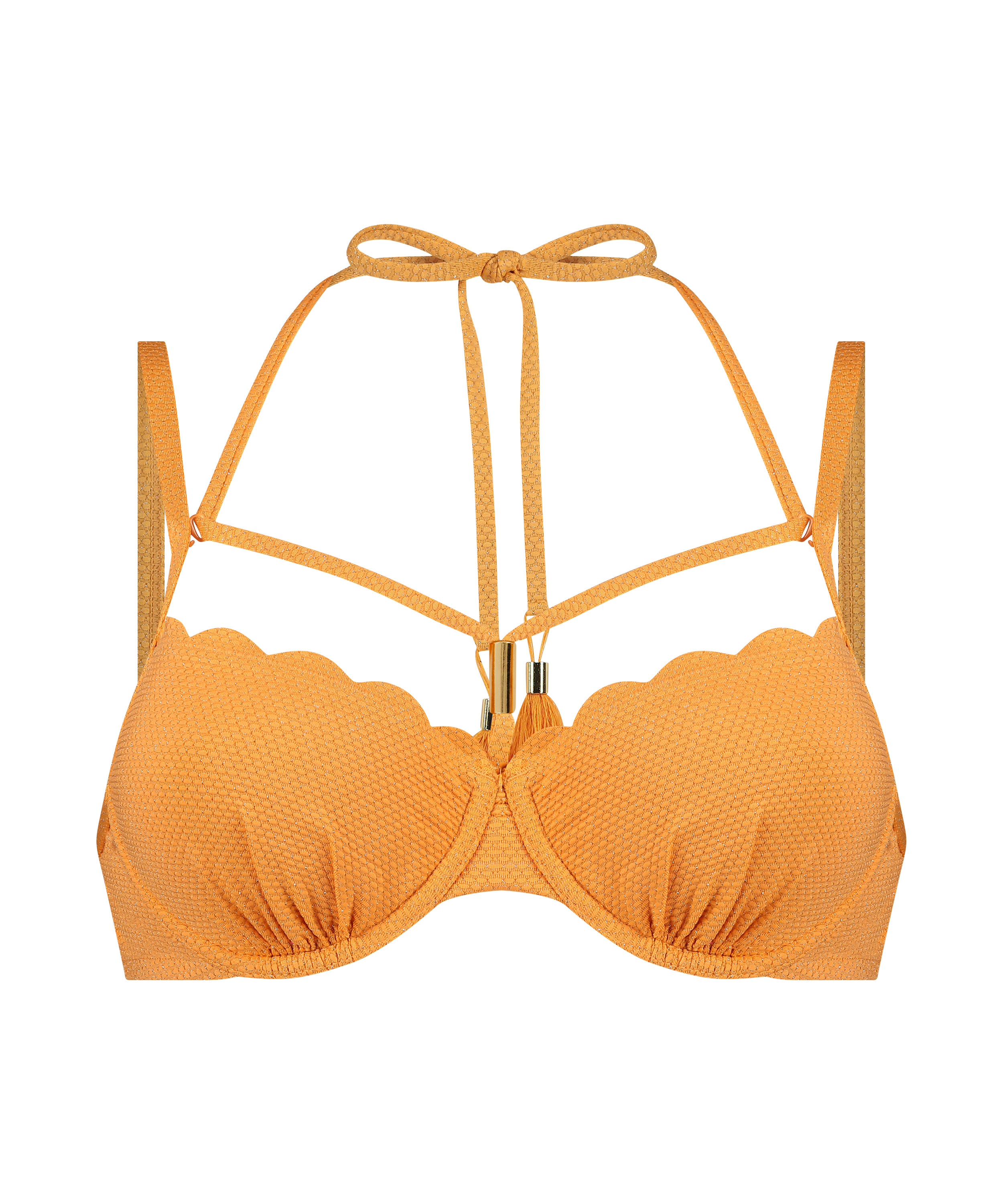 Góra od bikini z lureksu w kształcie muszelki, Pomarańczowy, main