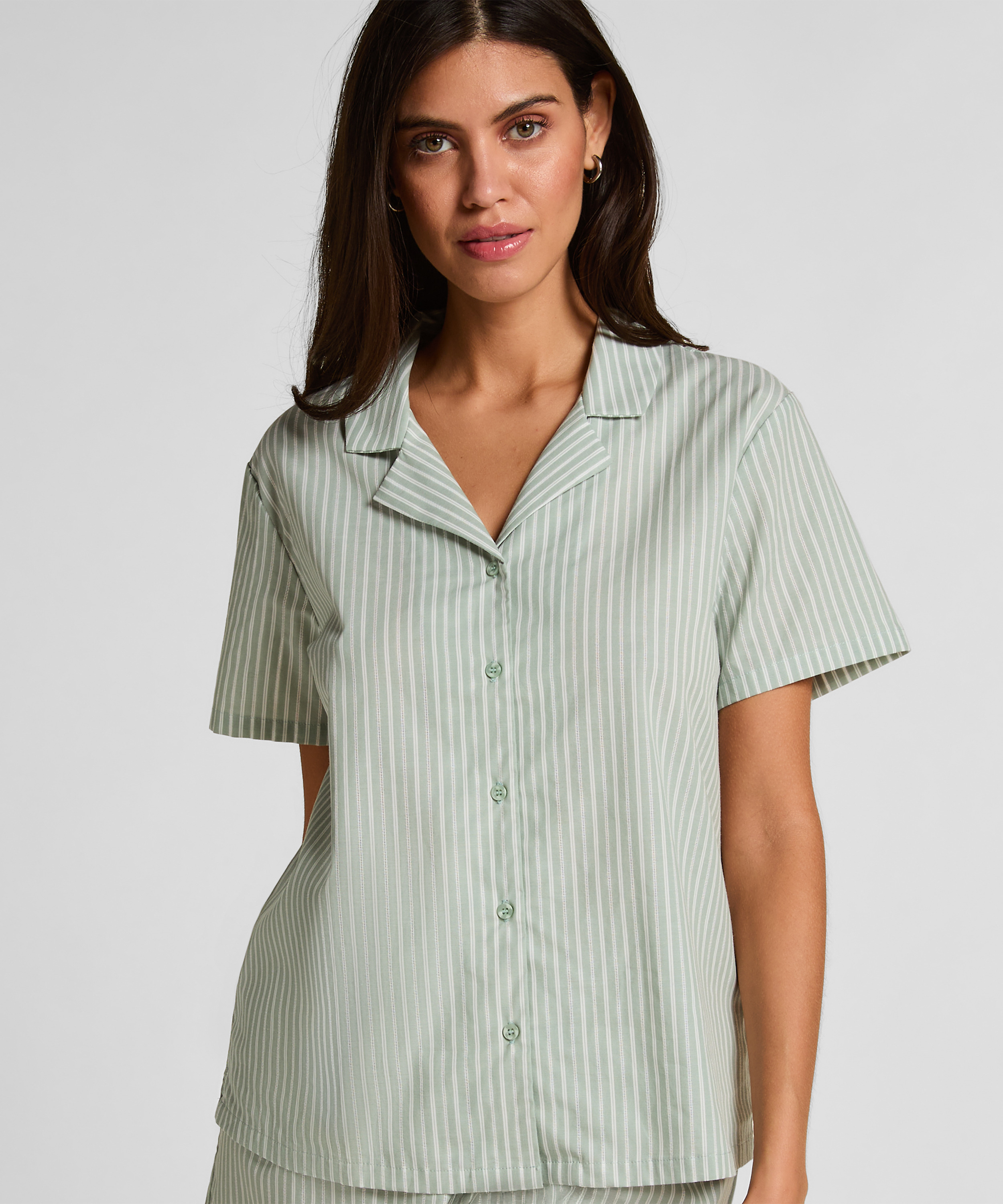 Tkana bluza w paski, Zielony, main