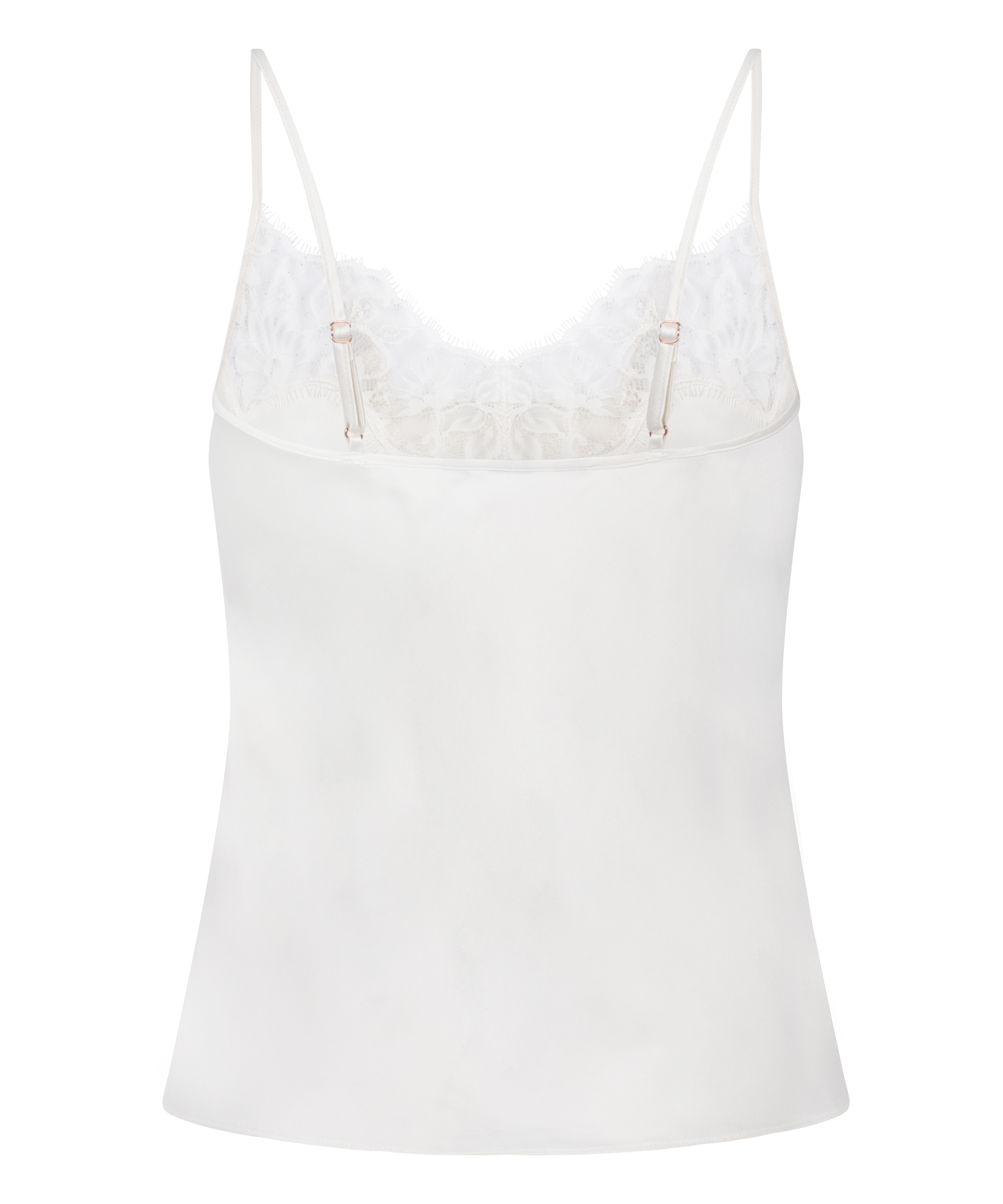 Valerie Satynowa Koszulka z Koronką, Biały, main