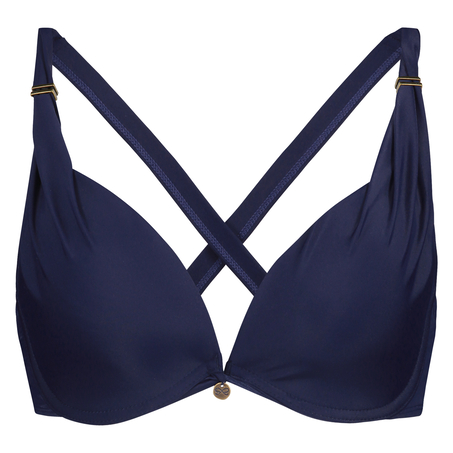 Usztywniona góra od bikini z fiszbinami Sunset Dreams - miseczki E+, Niebieski