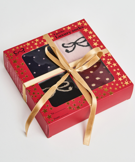Gift box of 4 pairs of socks, Różowy
