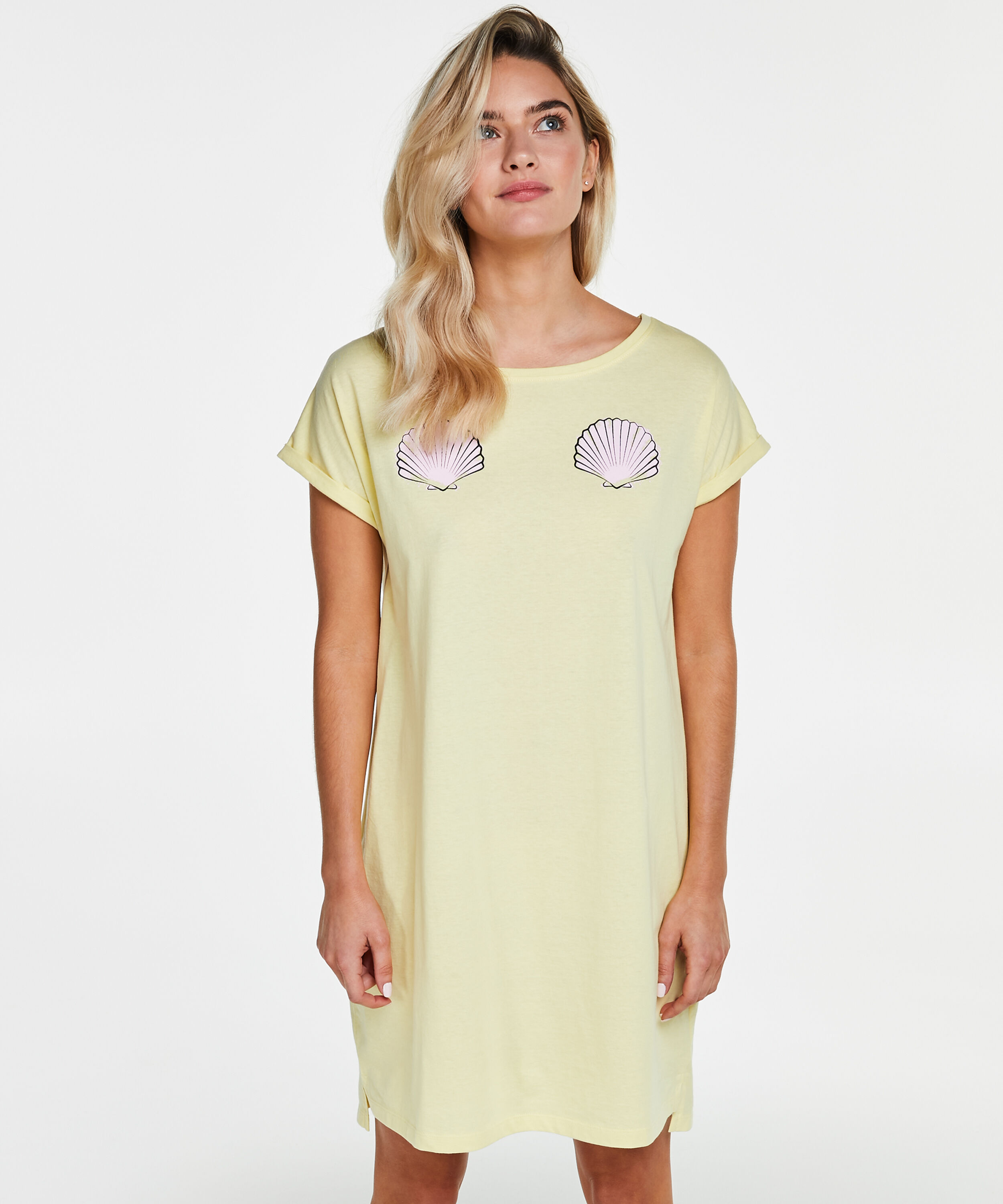 Boat Neck Nightshirt, Ż&oacute;łty