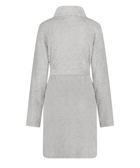 Szlafrok z polaru z zamkiem błyskawicznym, Szary