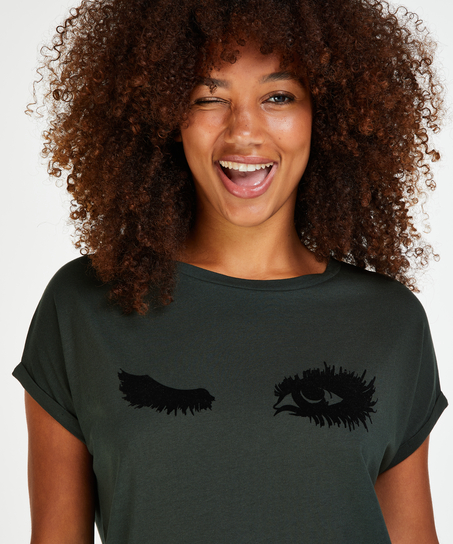 Koszula nocna z okrągłym dekoltem, Zielony