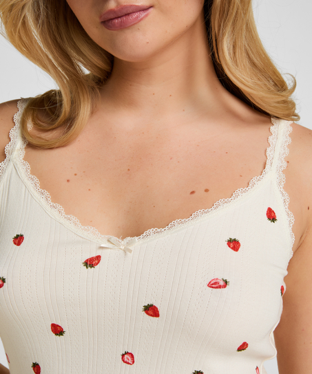 Singlet Piżamowy Pointelle, Biały