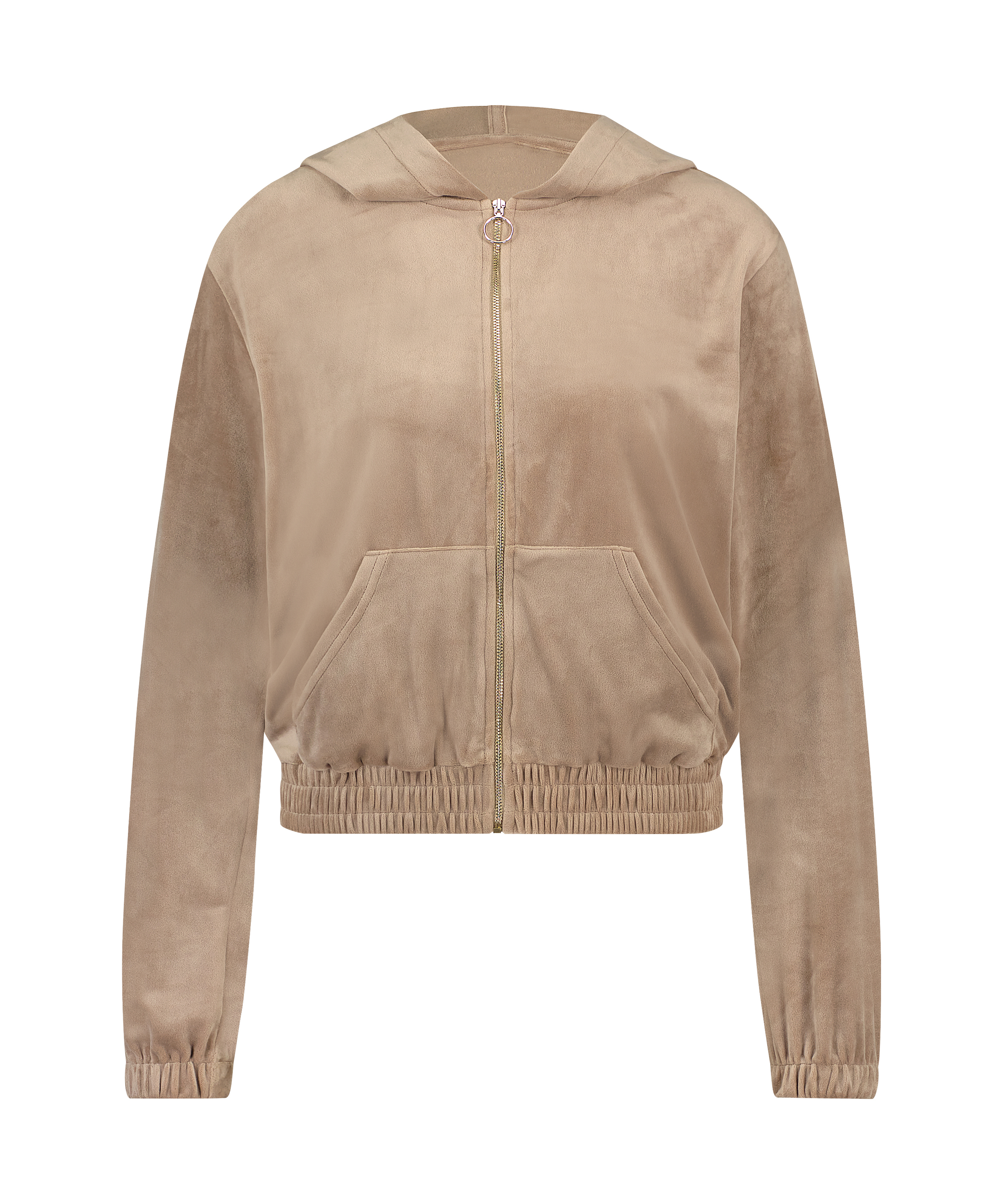 Welurowa bluza z kapturem, Brązowy, main