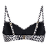Biustonosz Bikini z Fiszbinami i Wkładkami Leopard, Czarny