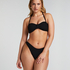 Majtki Bikini Wysoko Krojona Crinkle, Czarny