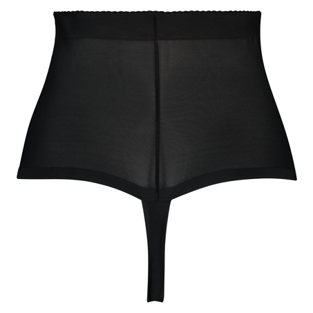 Sculpting scallop high waisted thong - Level 3, Czarny