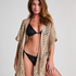 Kaftan plażowy z cekiniami, Beżowy