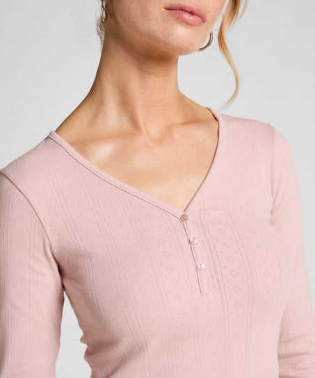 Top od piżamy Henley, R&oacute;żowy