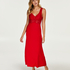 Long slip dress Modal lace, Czerwony