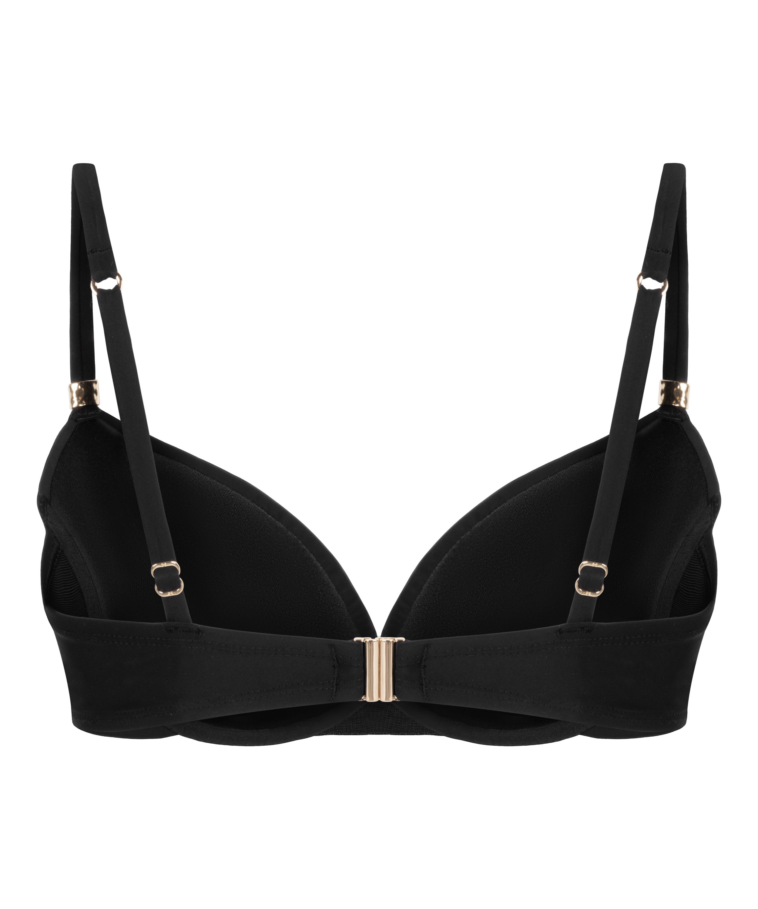 Luksusowy Biustonosz Bikini z Fiszbinami i Wkładkami, Czarny, main