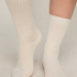 Cashmere Blend Ribbed Socks, Szary