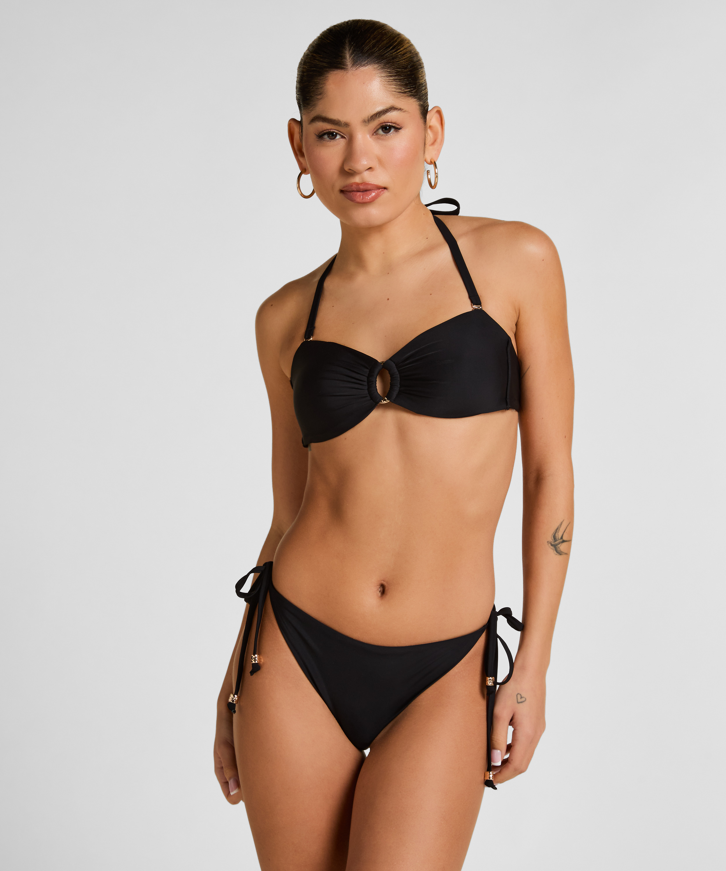 Luksusowy Top Bikini Bandeau z K&oacute;łkiem, Czarny, main