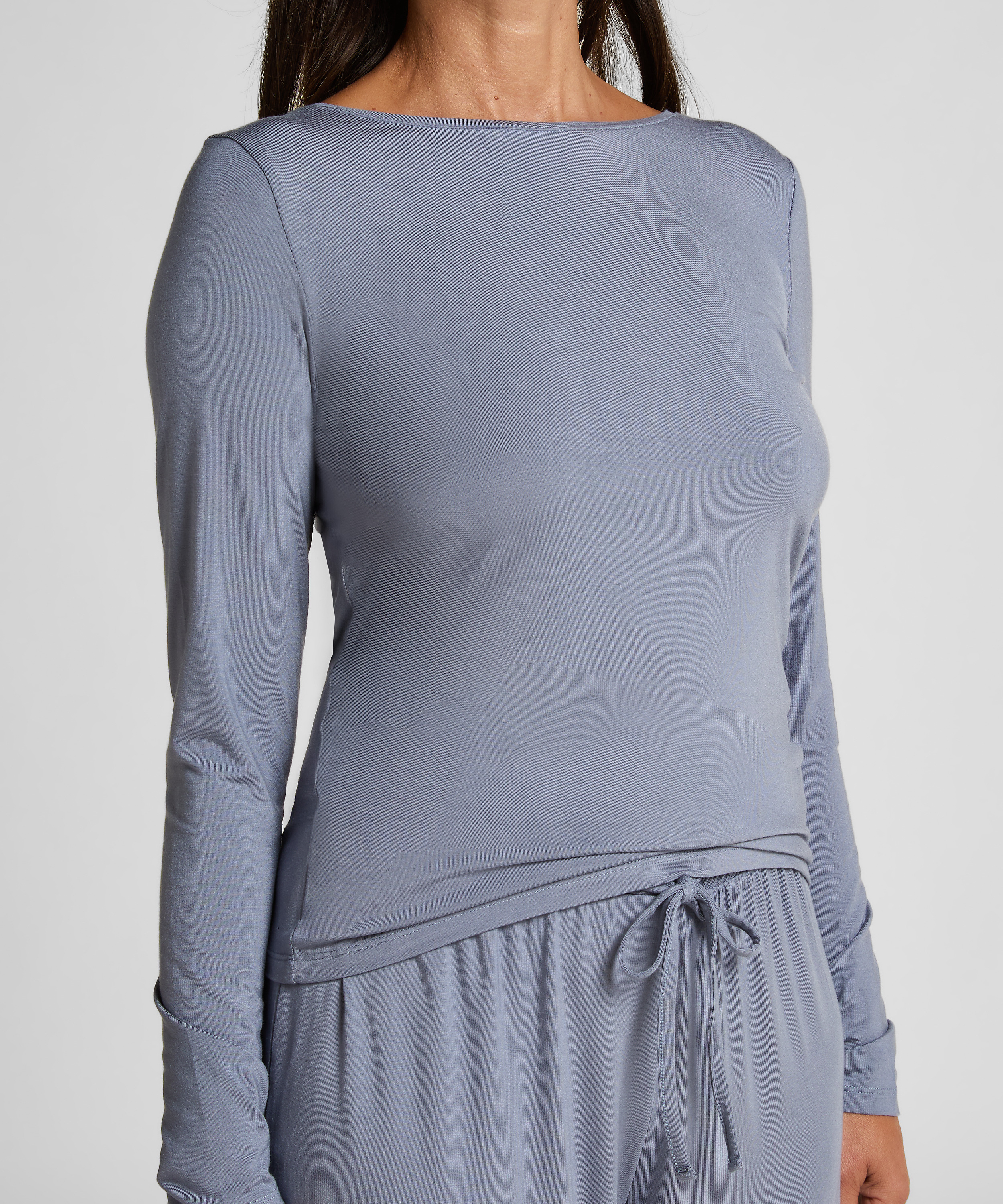 Koronkowa piżama z długim rękawem, Niebieski, main