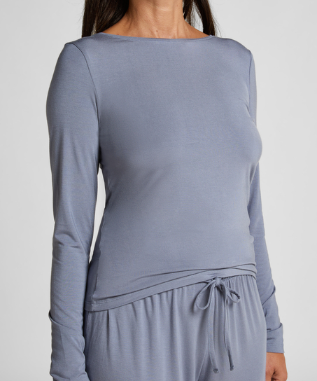 Koronkowa piżama z długim rękawem, Niebieski