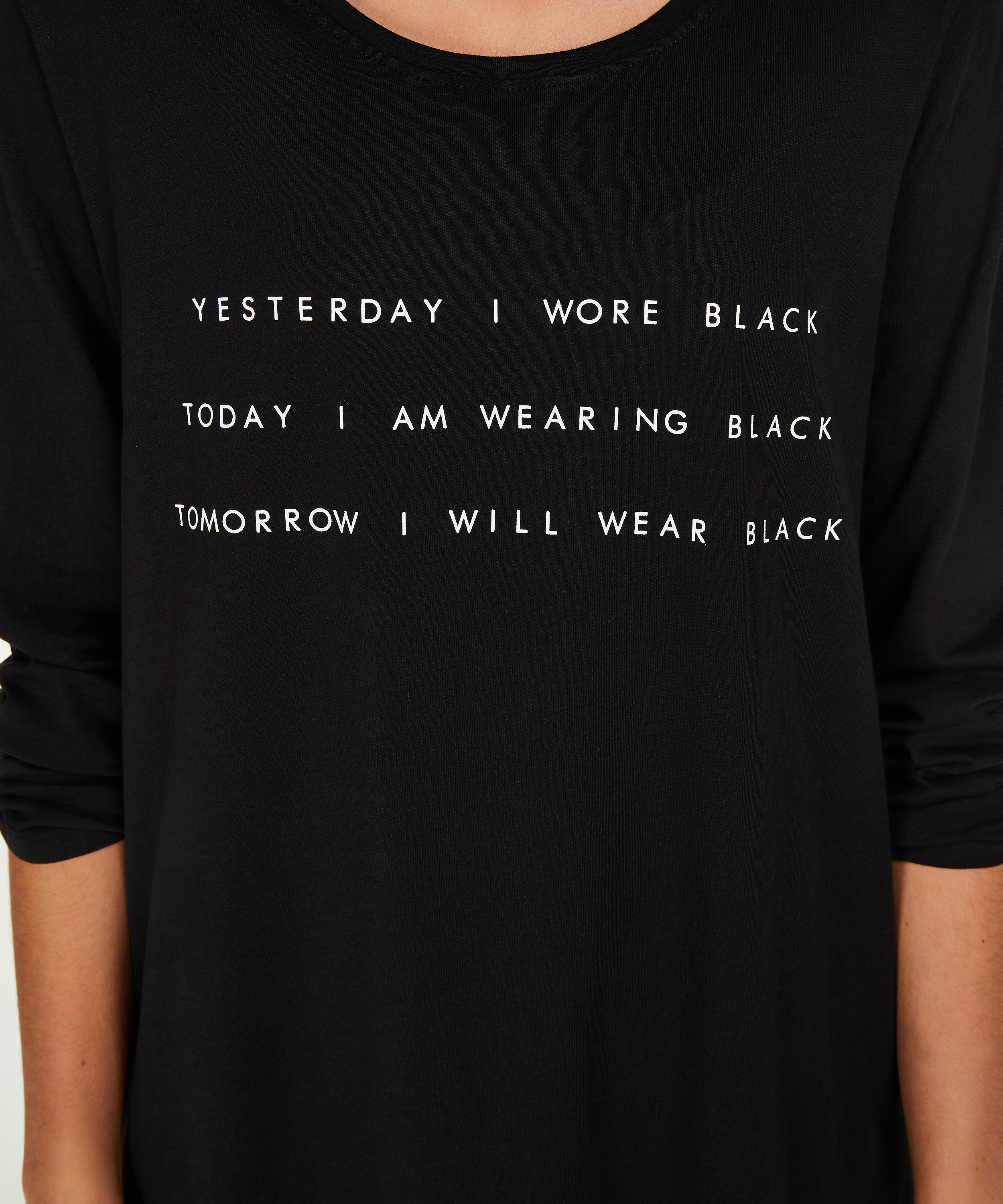 Koszula nocna z okrągłym dekoltem, Czarny, main